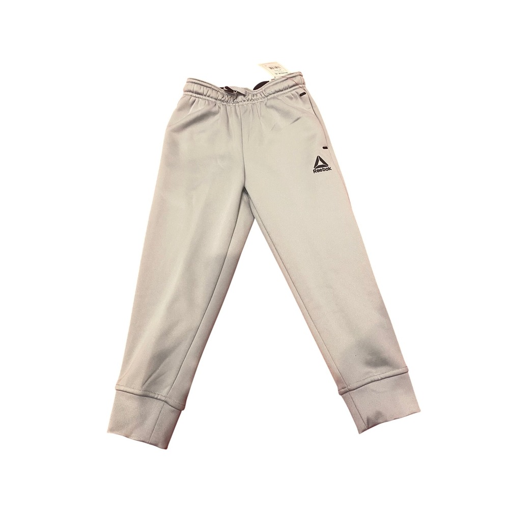 Reebok‎ Boys Cool Down Jogger Sleet Grey Slim Fit Fleece Pants XS 4/5 NEW